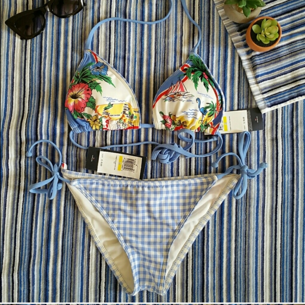Tommy Hilfiger M New Bikini Set Gingham Blue
